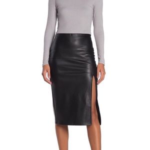 Socialite Side Slit Faux Leather Pull on skirt